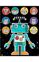 Robots Sticker Album 2 for Boys: 100 Plus Pages for Permanent Sticker Collection, Activity Book for Boys - 8.5 by 11(More Kool Kidz)