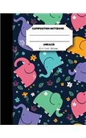 Composition notebook unruled 8.5 x 11 inch 200 page, cute elephant pattern