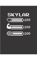 Skylar: Pixel Retro Game 8 Bit Design Blank Composition Notebook College Ruled, Name Personalized for Girls & Women. Gaming Desk Stuff for Gamer Girls. Funn