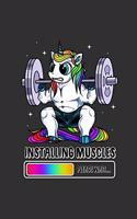 Installing Muscles Please Wait: Daddy Unicorn Muscle 6 x 9 in Notebook with 125 Pages Fathers Day Gift Unicorn Dad to Write Notes, Goals and Plan