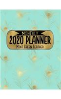Monthly 2020 Planner Mint Green Feather