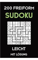 200 Freiform Sudoku Leicht Mit Lösung: 2 Rästel pro Seite, Sudoku Puzzle Rätselheft, 9x9