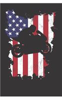 Notebook: Vintage 4th Of July USA Flag Motocycle Bike Biker Dot Grid Dotted 6x9 120 Pages