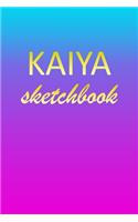 Kaiya: Sketchbook - Blank Imaginative Sketch Book Paper - Pink Blue Gold Custom Letter K Personalized Cover - Teach & Practice Drawing for Experienced & As
