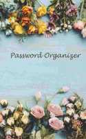 Password Organizer: Password Organizer / Web Password Book / Password Book / Password Journal / Internet Password Book (Colorful flowers on blue wooden background)(1 Password Organizer)