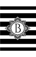 B: Weekly and Monthly Planner/Calendar Jan 2019 - Dec 2019 Personalized Monogrammed Letter Black and White Stripe with Decorative Label