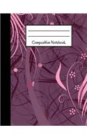 Composition Notebook: Pretty Purple, Pink Modern Floral Design Large 120 Page College Ruled Notebook