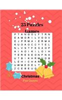 25 Puzzles Games Christmas Fun Games: Word Search Books for Adults