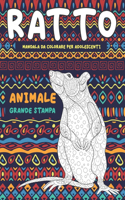 Mandala da colorare per adolescenti - Grande stampa - Animale - Ratto