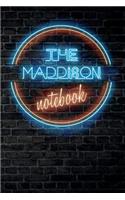 The MADDISON Notebook: Vintage Blank Ruled Personalized & Custom Neon Sign Name Dotted Notebook Journal for Girls & Women. Wall Background. Funny Desk Accessories. Retro B