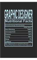 Graphic Designer Nutritional Facts: 6x9 dot grid notebook, 120 Pages, Composition Book and Journal, funny gift for your favorite Graphic Designer