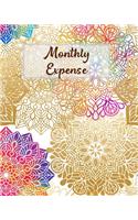 Monthly Expense: Mandala Cover 8x10 inch 102 pages