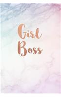 Girl Boss: Rainbow Marble and Gold Notebook College Ruled Lined Pages 6 X 9 Journal