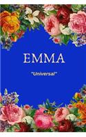 Emma: Universal: Personalized Name with Meaning in Floral Design Cover Notebook Perfect Gift for Girls and Women