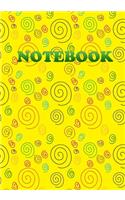 Notebook: Colored Swirls on Yellow Background