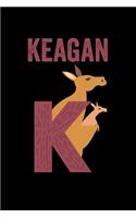 Keagan: Journal (Diary, Notebook) Personalized Custom Name Alphabet Kangaroo Birthday Gift for Boys