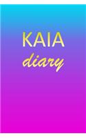 Kaia: Journal Diary - Personalized First Name Personal Writing - Letter K Blue Purple Pink Gold Effect Cover - Daily Diaries for Journalists & Writers - J