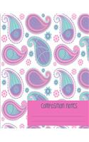 Paisley Lined Composition Notes: Large Notebook Journal: Blank Medium College Ruled For Office Home School - Ladies Women Girls