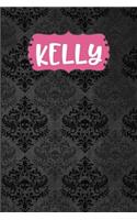Kelly: Black Gothic Personalized Lined Notebook and Journal for Women and Girls to Write in