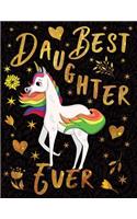 Best Daughter Ever Sketchbook Unicorn Gold: Cute Blank Sketch Book for Creative Drawing