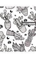 Sketchbook: Notebook Cute Cactus: Unruled (Unlined) Blank Notebook: 120 Pages of 8" x 10" notebook Blank Pages for Drawing, Doodling or Sketching (Sketchbooks)