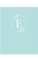 E: 110 Dot-Grid Pages - Light Blue Monogram Journal and Notebook with a Simple Vintage Floral Design - Personalized Initial Letter Journal - Monogramed