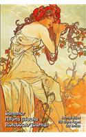 Summer - Alfons Mucha - Notebook/Journal: Journal Ruled - 150 Blank Pages - 6x9 Inches