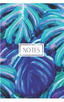 Notes: Circle the Date Journal with Ruled Pages for Work or School Blue Palms