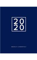 2020 Weekly & Monthly: Solid Navy Blue 2020 Planner