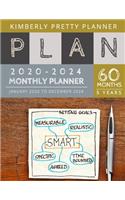 2020-2024 5 Year Monthly Planner: monthly calendar 5 year - 5 Year Planner for 60 Months with internet record page