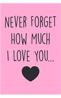 Never Forget How Much I Love You: Writing Journal With Lined Pages, Perfect For Work Or Home, Best Gift For Fiance Husband Or Wife.