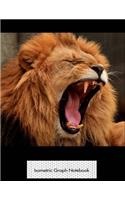 Isometric Graph Notebook: Yawning Lion 3D Graph Paper Notebook - 8.5 x 11 - 150 pages (75 sheets). Glossy Cover.