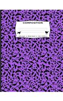 Composition: Birds All Over Purple Silhouette Composition Notebook - Wide Ruled 7.44 by 9.69 in 150 pages 75 sheets for boys, girls, kids, students, teachers, bi
