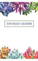 2019 Weekly Calendar: Watercolor Succulents Desk Set