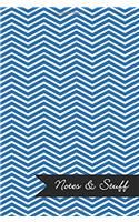 Notes & Stuff Lined Notebook With Cobalt Blue Chevron Pattern Cover