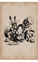 Alice in Wonderland Vintage Bullet Dot Grid Journal - Mad Hatter's Tea Party (Brown)