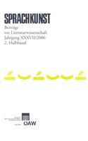 Sprachkunst. Beitrage Zur Literaturwissenschaft