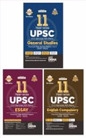 Combo (set of 3 Books) 11 Year-wise UPSC Civil Services IAS Mains General Studies (Papers 1 - 4) + Essay + Compulsory English Previous Year Solved Papers (2013 - 2023) 5th Edition