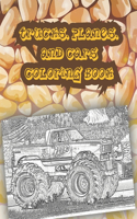 Trucks, Planes, and Cars Coloring Book