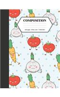 Composition: Book - Wide Ruled - Cute Notebook with Vegan Tomato Garlic & Onion - Journal for Students / Teachers - 7.44 x 9.69(63 Back to School Notebooks)