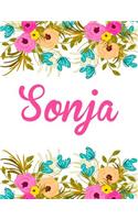 Sonja: Personalised Sonja Notebook/Journal For Writing 100 Lined Pages (White Floral Design)