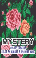 Mystery Colors Creative Color By Number & Discover Magic: Large Print Coloring Book Coloring by An Adult Coloring Number and see garden, animals, horses, dogs, and more