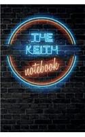 The KEITH Notebook: Vintage Blank Ruled Personalized & Custom Neon Sign Name Dotted Notebook Journal for Boys & Men. Wall Background. Funny Desk Accessories. Retro Back