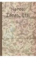 Notes, Ideas, Etc.: A Companion Notebook for The ADD ADHD Planner for Students 6x9 Sepia Brocade Floral with Pink Edges