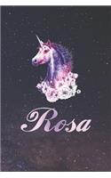 Rosa: First Name Personalized Unicorn Customized Names Gift Birthday Girl Notebook Journal