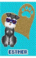 Schnauzer Life Esther: College Ruled Composition Book Diary Lined Journal Blue