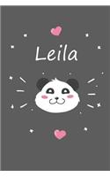 Leila: Personalisiertes Panda Tage-/Notizbuch Mit Dem Vornamen Leila Und Ganzen 100 Linierten Seiten Im 6x9 Zoll Format (Ca.Din A5). Optimal ALS Schreibhef