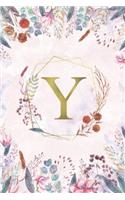 Y - Monogrammed Floral Journal: Personalized Medium Ruled 6x9 Initial Notebook For Women & Girls