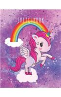 Sketchbook: Cute Unicorn On Pink, Large Blank Paper Sketchbook For Girls: For Drawing And Sketching, Sketch Book for Kids, 8.5x11 120 Pages(1 Special for Kids)