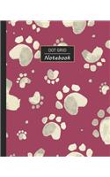 Dot Grid Notebook: Dotted Grid Notebook/Journal - Dog Paw Print Adorable Watercolor - 100 Pages - 7.5" x 9.25" - Children Kids Girls Teens Women - Perfect For School